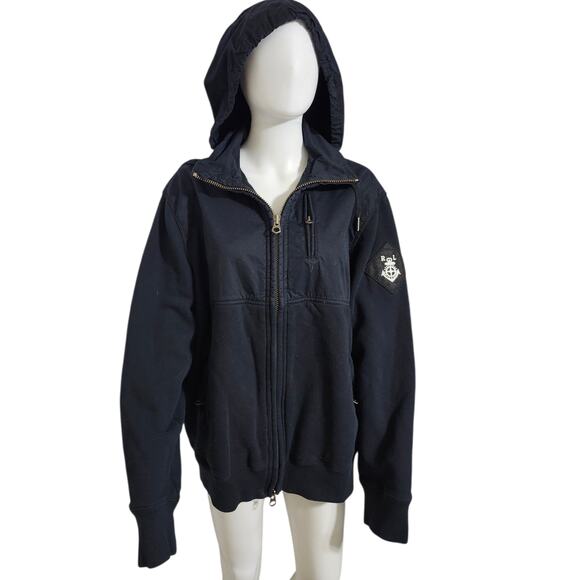 Vintage Polo Ralph Lauren Jacket Mens Large Blue Zip-Up Naval Anchor Patch RL - Picture 4 of 9